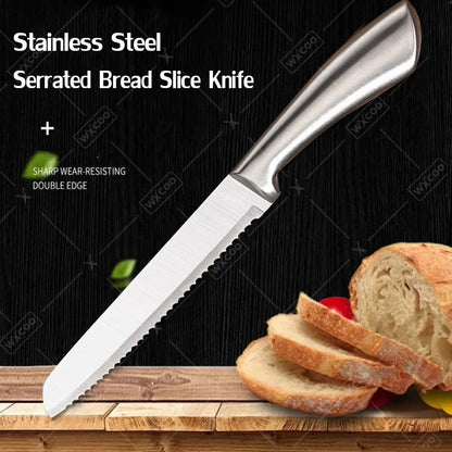All Steel Kitchen Knife Set 7inch Santoku Knife Multi-Purpose Butcher Knife Bread Cutting Melon Fruit Knife Kitchen Accessories