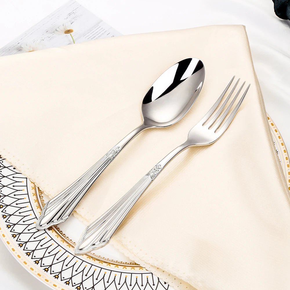 6pcs Table Spoons Set of 6 Stainless Steel Tablespoon Soup Spoon Set Royal 6 Pieces Dinner Spoon for Kitchen/Home/Restaurant