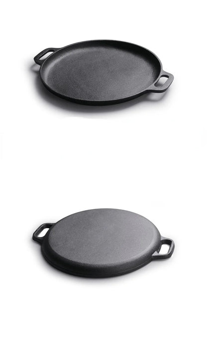 Cast Iron Skillet Pan Pancake Pizza Pan Thickened Oyster Raw Steak Pork Chicken Vegetables Cooking Pot Kitchen Outdoor BBQ Grill