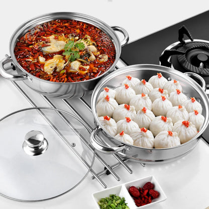 Stainless Steel Cookware 27cm/11in 2-Layer Steamer Pot Cooker Double Boiler Soup Steaming Pot Kitchenware Kitchen Supplies