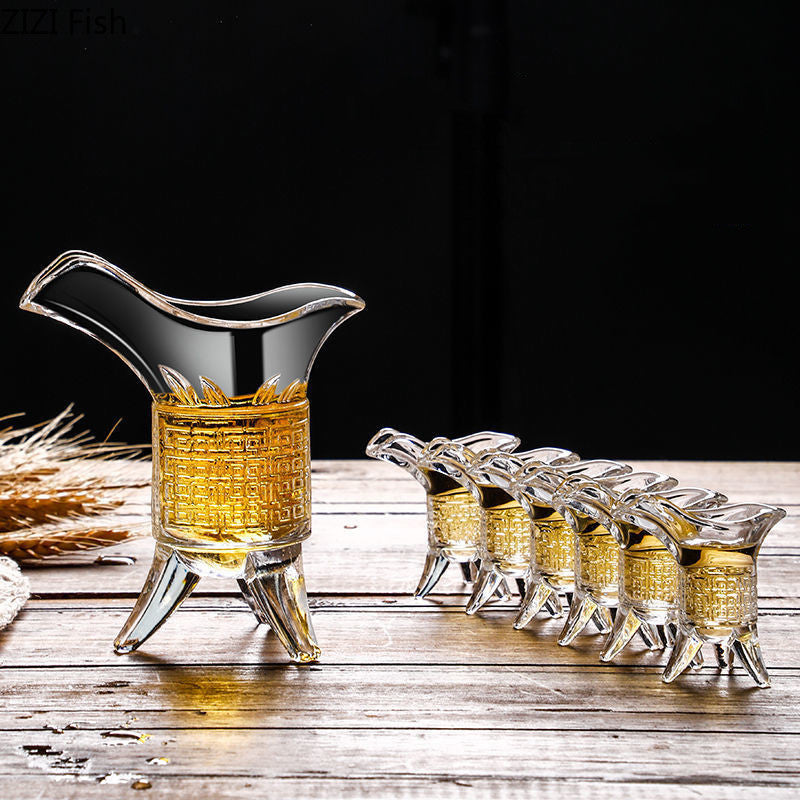 10ml/100ml-6Pcs/set Transparent Wine Glass Set Spirit Glass Brandy Whiskey Vodka Shot Glass Nordic Style Family Party Wine Set