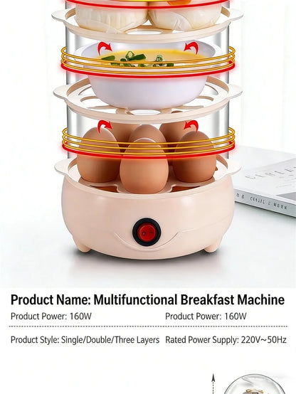 Multifunctional Egg Boiler Electric Egg Steamer Cooking Breakfast Machine Multi-Layers Egg Cooker Mini Steamer Poacher Kitchen