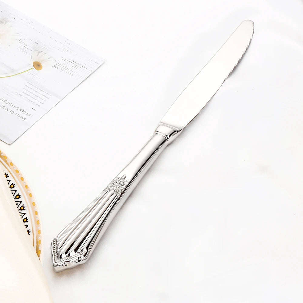 Royal Pack of 6 Table Knives Mirror Polished Set of 6 Dinner Knife Dishwasher Safe Suitable for Home Use Kitchen Pub