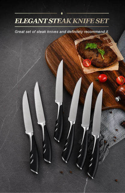 1/4/6/8 German High Carbon Stainless Steel Steak Knife Set Table Knife And Table Fork Set Double Forged Full Handle Dinner Knife