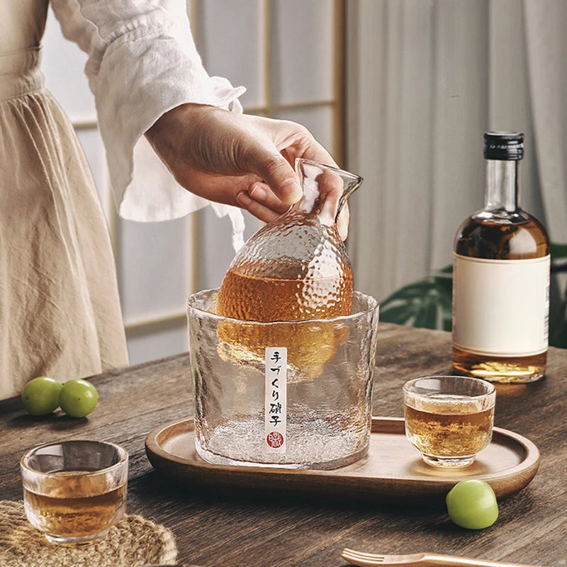 Japanese Glass Bar Sets Glass Sake Wine Set Baijiu Whisky Cocktail Set Glass Flask Barware Family Gathering Wine Glasses Gifts