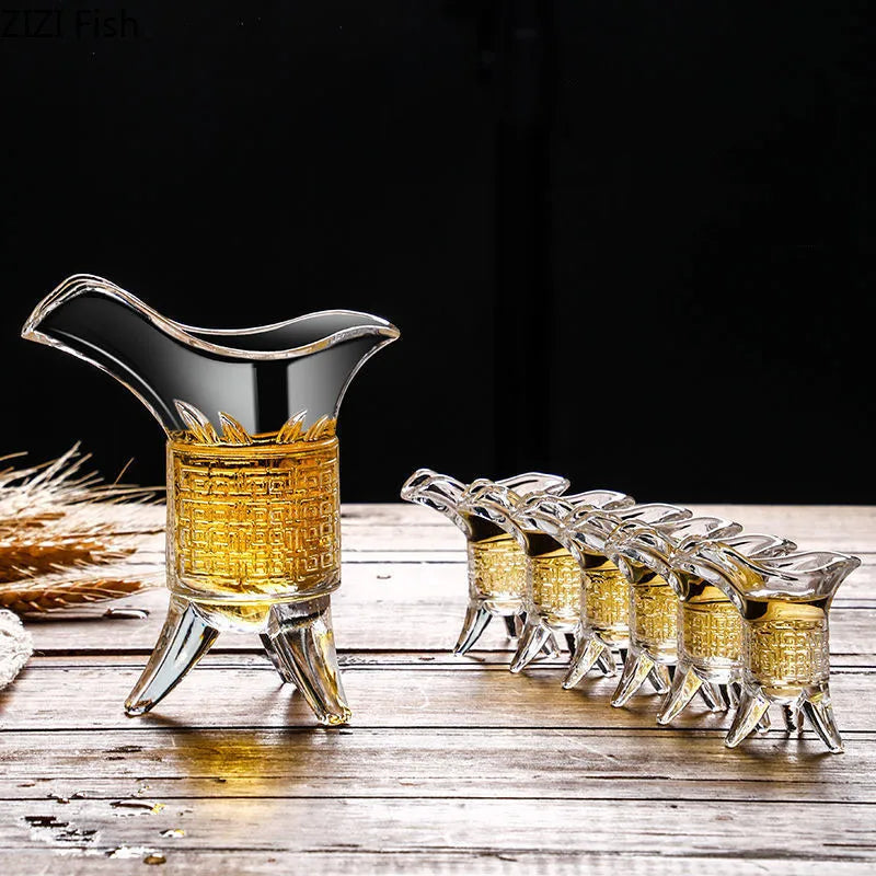 10ml/100ml-6Pcs/set Transparent Wine Glass Set Spirit Glass Brandy Whiskey Vodka Shot Glass Nordic Style Family Party Wine Set