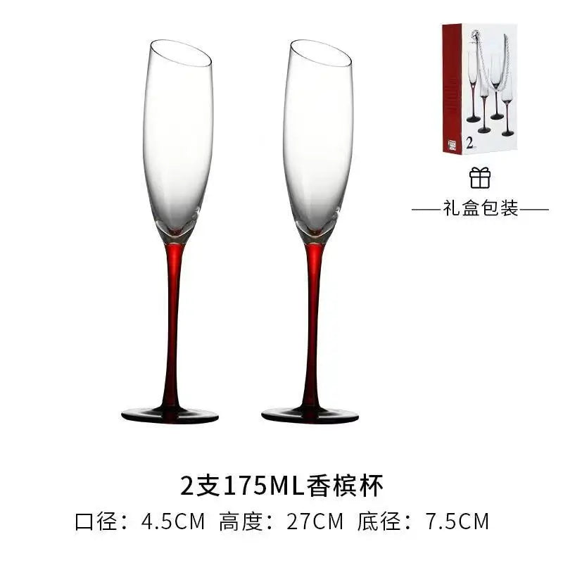 2Pcs/sets European Champagne Glass Goblet Gift Box Creative Crystal Glass Red Wine Champagne Glass Friends And Couples Gift