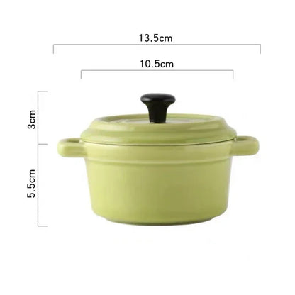 Ceramic breakfast bowl Ramekins with Lids,Oven Safe,Creme Brulee,Mini Casserole,Souffle,Cover&Handle for French Onion Soup,220ml