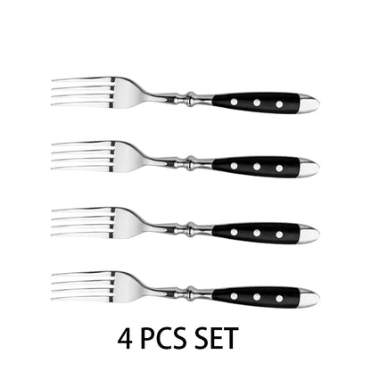 1/4/6/8 German High Carbon Stainless Steel Steak Knife Set Table Knife And Table Fork Set Double Forged Full Handle Dinner Knife