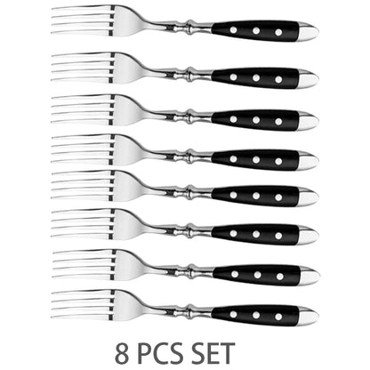 1/4/6/8 German High Carbon Stainless Steel Steak Knife Set Table Knife And Table Fork Set Double Forged Full Handle Dinner Knife
