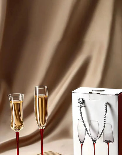 2Pcs/sets European Champagne Glass Goblet Gift Box Creative Crystal Glass Red Wine Champagne Glass Friends And Couples Gift