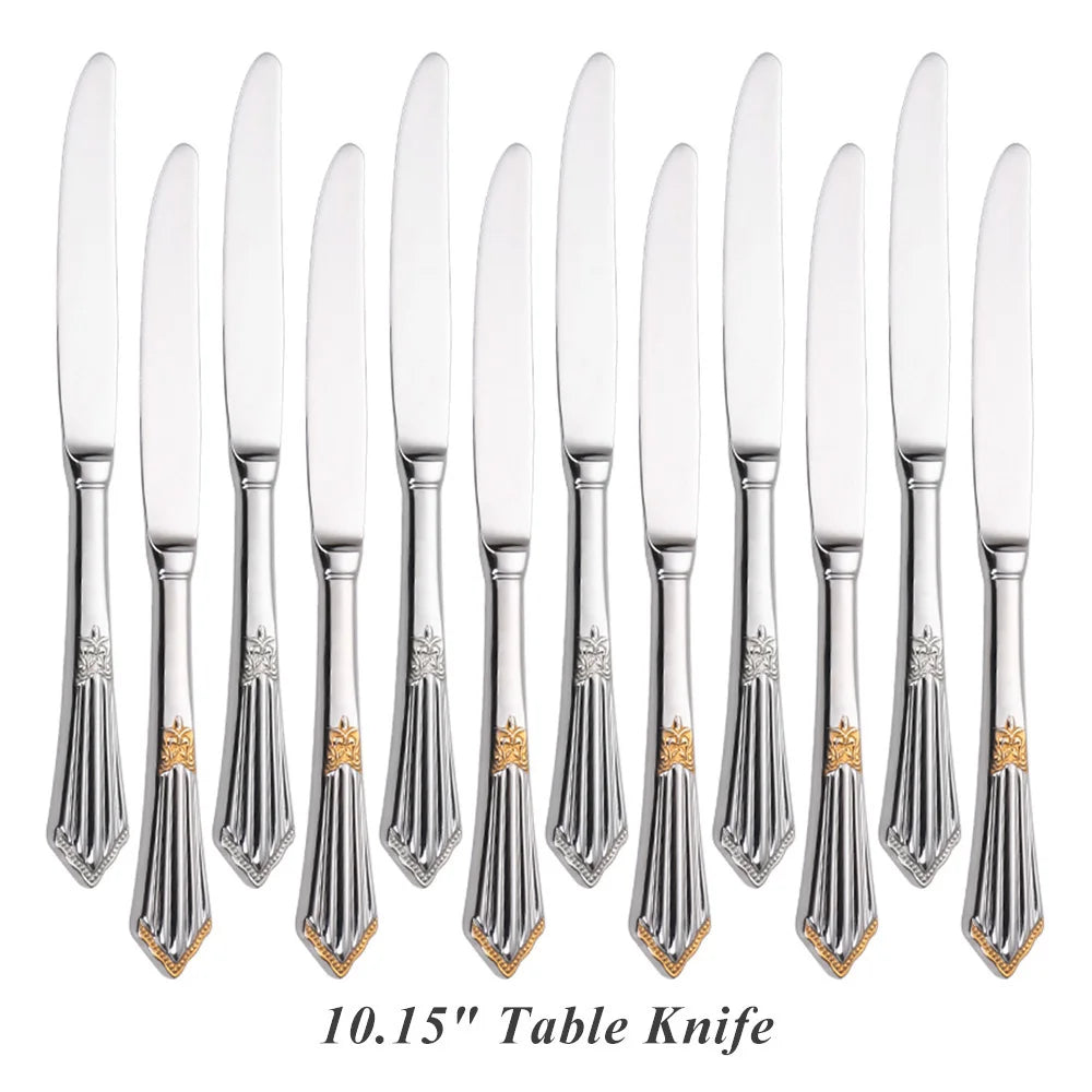 Royal Pack of 6 Table Knives Mirror Polished Set of 6 Dinner Knife Dishwasher Safe Suitable for Home Use Kitchen Pub