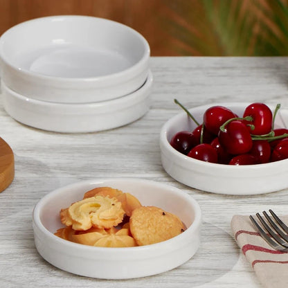 New-Ramekins 4 Oz, Creme Brulee Ramekins Oven Safe  Shallow Souffle Dishes For Baking Custard, Quiche Pans 6Pack