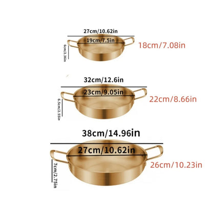 Japanese Silver Gold Stainless Steel Double Handle Noodle Soup Cooking Pot Mini Hot Pot 18-26CM