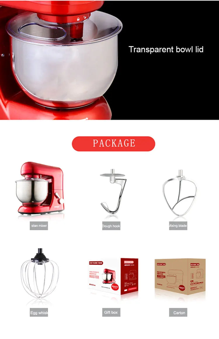 6.5L Food Mixer Commercial Food Processor 1300W Stand Mixer