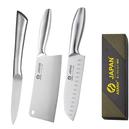 All Steel Kitchen Knife Set 7inch Santoku Knife Multi-Purpose Butcher Knife Bread Cutting Melon Fruit Knife Kitchen Accessories