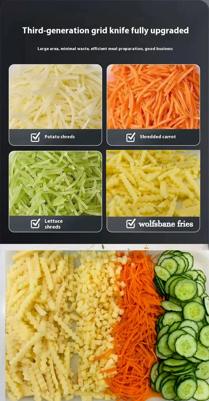 220V Vegetable Chopper  Multifunctional Electric Cutting Machine Carrot Potato Cutter Slice Shred Diced Food Processor
