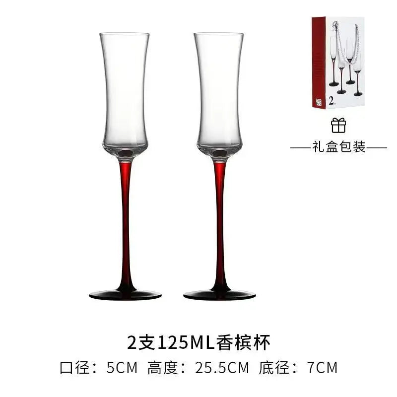 2Pcs/sets European Champagne Glass Goblet Gift Box Creative Crystal Glass Red Wine Champagne Glass Friends And Couples Gift