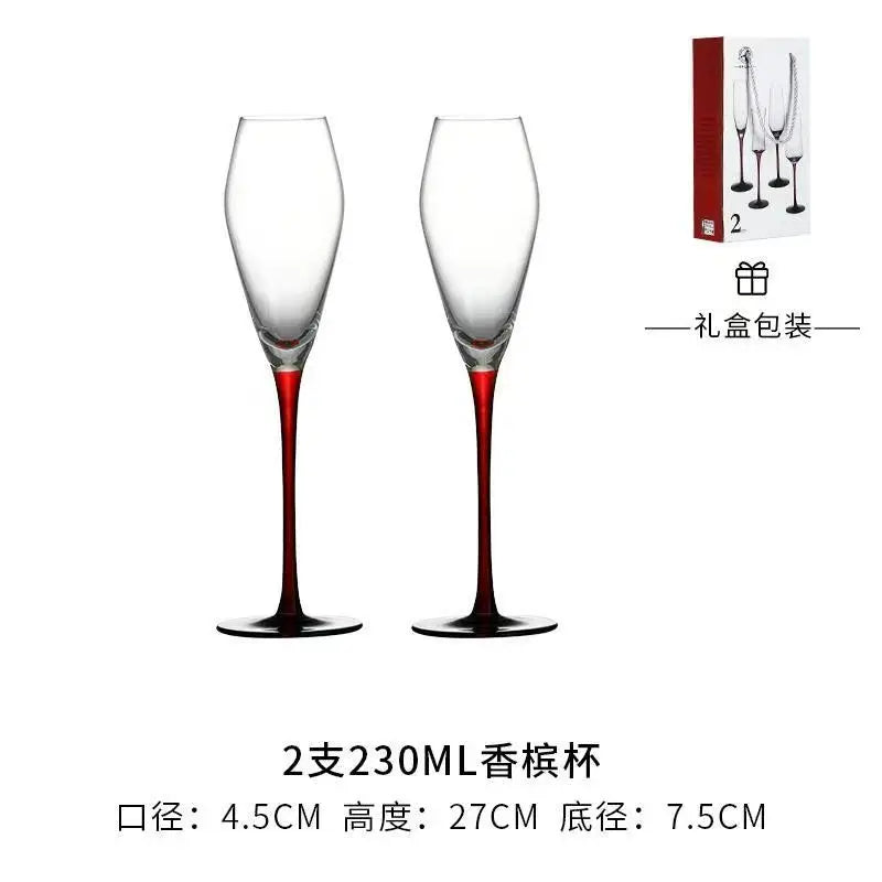 2Pcs/sets European Champagne Glass Goblet Gift Box Creative Crystal Glass Red Wine Champagne Glass Friends And Couples Gift