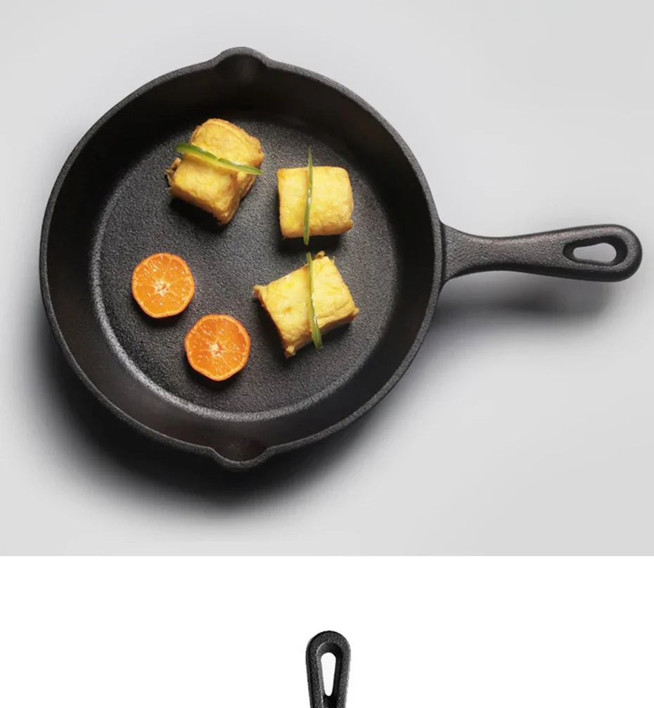 Cast Iron Frying Pan 14/16/20cm Non-stick Fried Steak Pot Egg Pancake Skillet for Gas Induction Cooker Universal Cookware