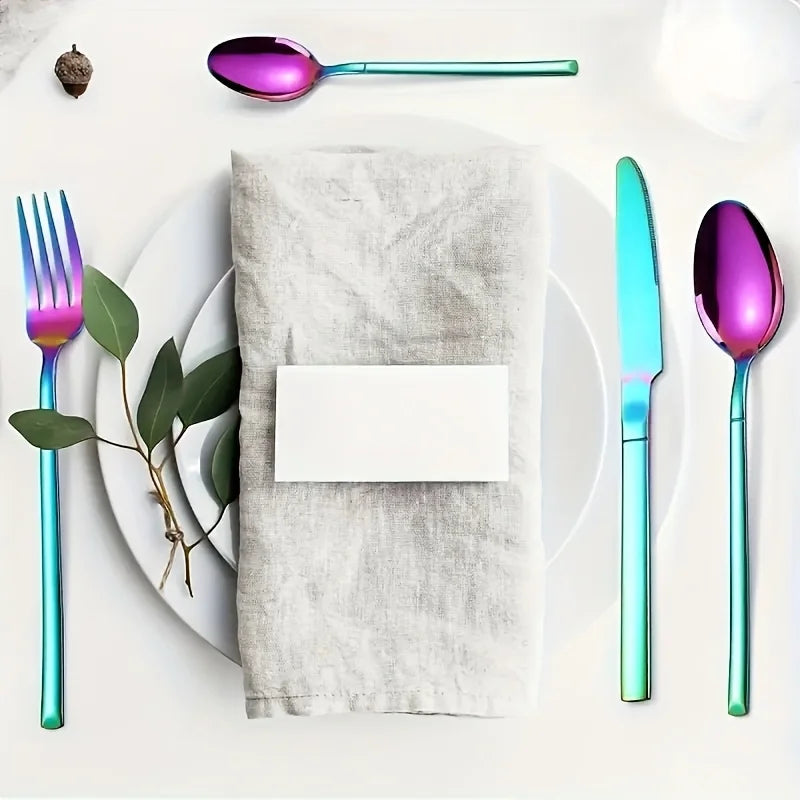 24 piece silver tableware set, suitable for 6-person stainless steel tableware kitchen new tableware hotel buffet available
