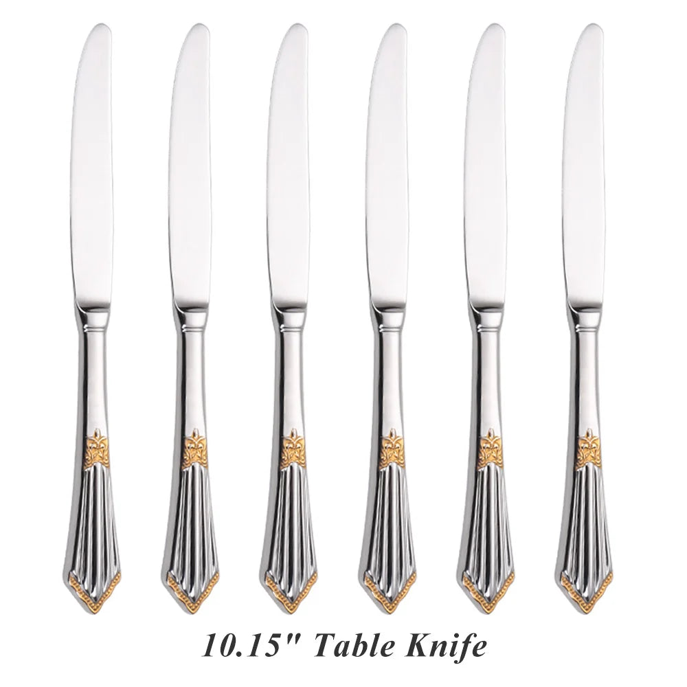 Royal Pack of 6 Table Knives Mirror Polished Set of 6 Dinner Knife Dishwasher Safe Suitable for Home Use Kitchen Pub