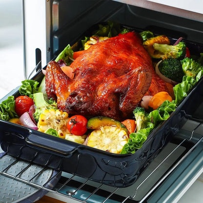 4-Piece Blue Ceramic Bakeware Set: Rectangular Lasagna Pans for Baking, Cooking, Kitchen Use