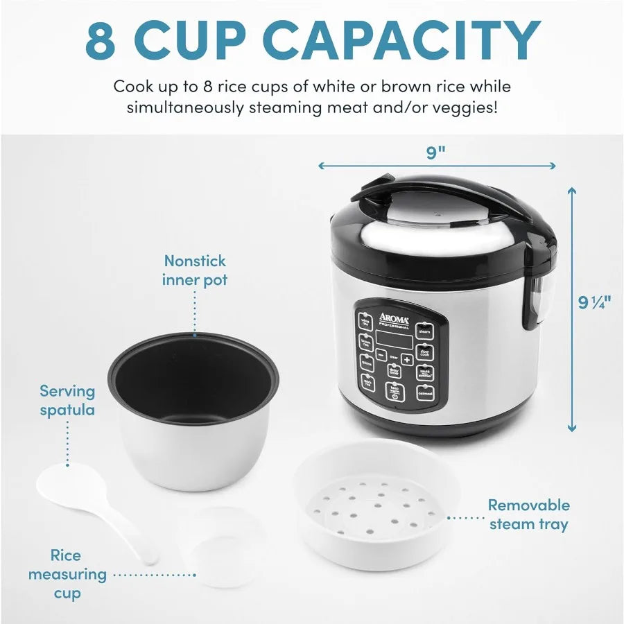 Professional Digital Rice Cooker Multicooker 4-Cup Uncooked 8-Cup Cooked Steamer Slow Cooker Oatmeal Cooker STS Auto Keep Warm