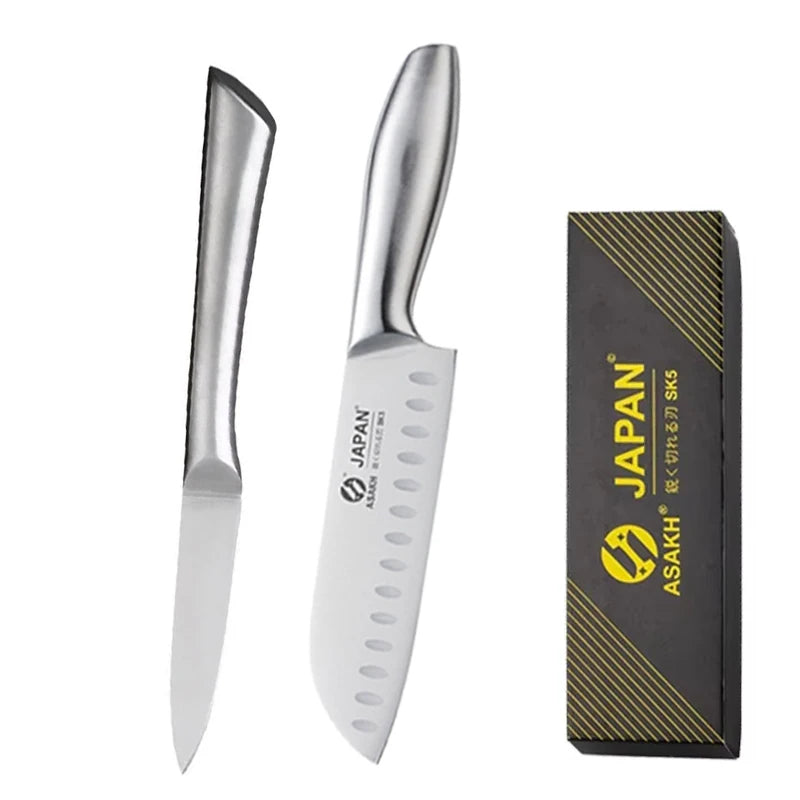 All Steel Kitchen Knife Set 7inch Santoku Knife Multi-Purpose Butcher Knife Bread Cutting Melon Fruit Knife Kitchen Accessories