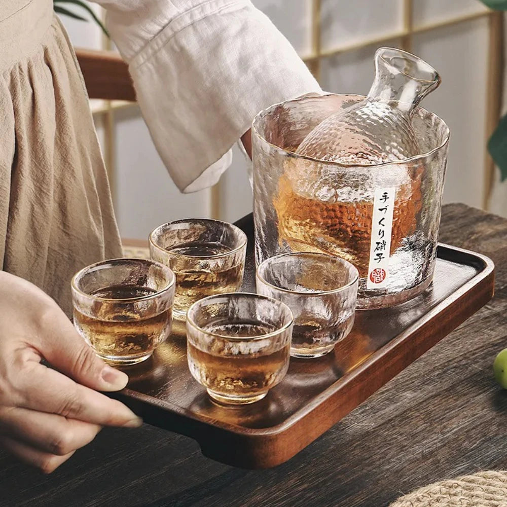 Japanese Glass Bar Sets Glass Sake Wine Set Baijiu Whisky Cocktail Set Glass Flask Barware Family Gathering Wine Glasses Gifts