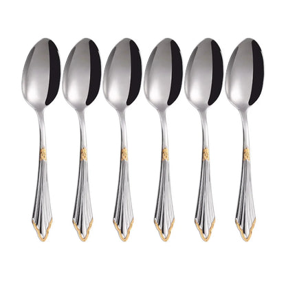 6pcs Table Spoons Set of 6 Stainless Steel Tablespoon Soup Spoon Set Royal 6 Pieces Dinner Spoon for Kitchen/Home/Restaurant