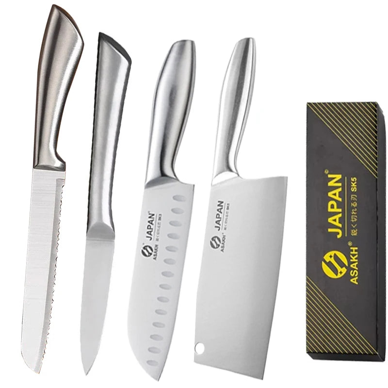 All Steel Kitchen Knife Set 7inch Santoku Knife Multi-Purpose Butcher Knife Bread Cutting Melon Fruit Knife Kitchen Accessories