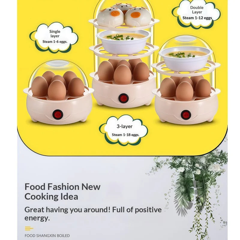 Multifunctional Egg Boiler Electric Egg Steamer Cooking Breakfast Machine Multi-Layers Egg Cooker Mini Steamer Poacher Kitchen