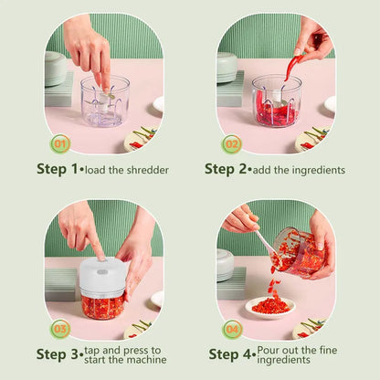 100ML/250ML Electric Garlic Chopper, Portable Food Processor, Rechargeable Vegetable Chopper Blender for Nuts Chili Onion