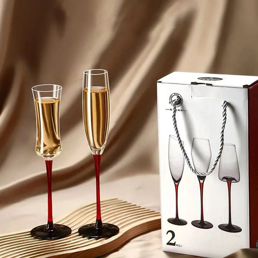 2Pcs/sets European Champagne Glass Goblet Gift Box Creative Crystal Glass Red Wine Champagne Glass Friends And Couples Gift