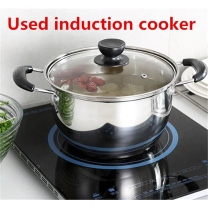 Stainless Steel pot Double Bottom Soup Pot Nonmagnetic Cooking Multi purpose Cookware Non stick Pan induction cooker used pot
