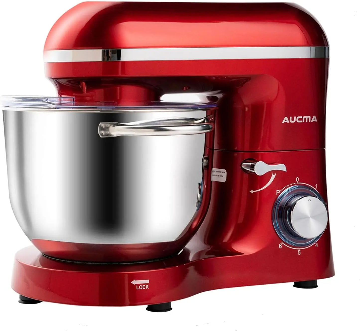 Aucma Stand Mixer 6.5QT 660W 6-Speed Kitchen Electric Food Mixer Bowl with Handle Stainless Steel Bowl