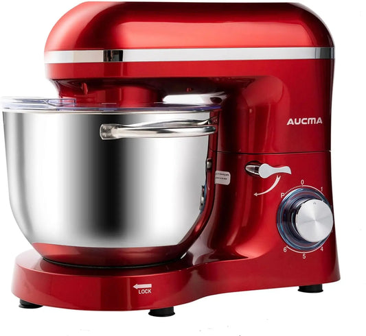 Aucma Stand Mixer 6.5QT 660W 6-Speed Kitchen Electric Food Mixer Bowl with Handle Stainless Steel Bowl