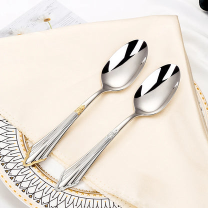 6pcs Table Spoons Set of 6 Stainless Steel Tablespoon Soup Spoon Set Royal 6 Pieces Dinner Spoon for Kitchen/Home/Restaurant